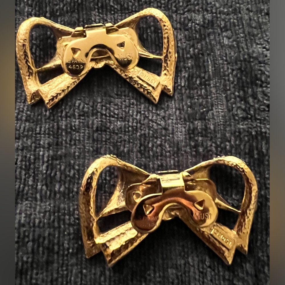 Vintage MUSI Bow Shoe Clips Goldtone - Picture 3 of 8